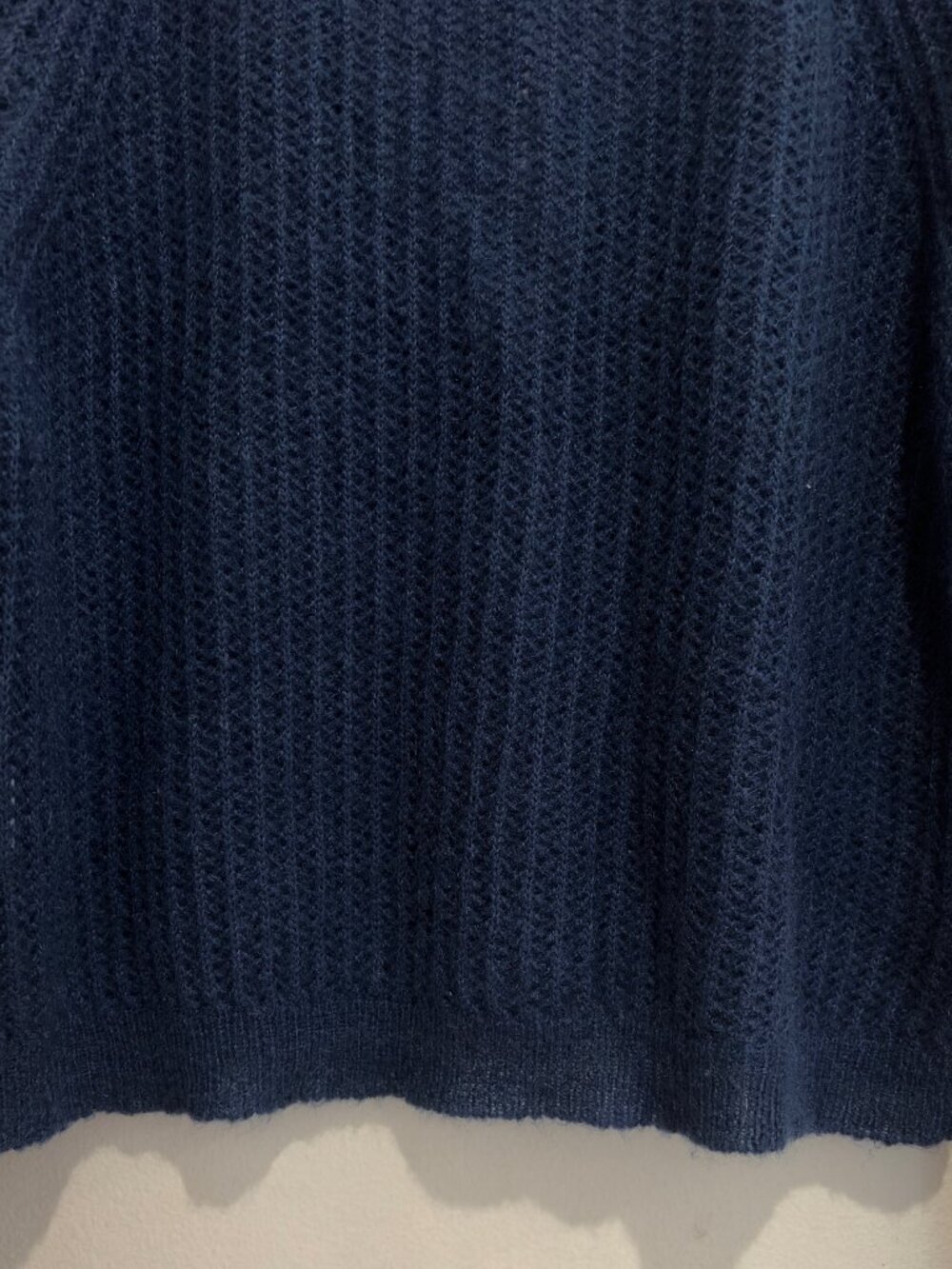 Kilte Collection The Philomena Cashmere Mohair Wool Cardigan Pointelle Crop Navy - Picture 5 of 11